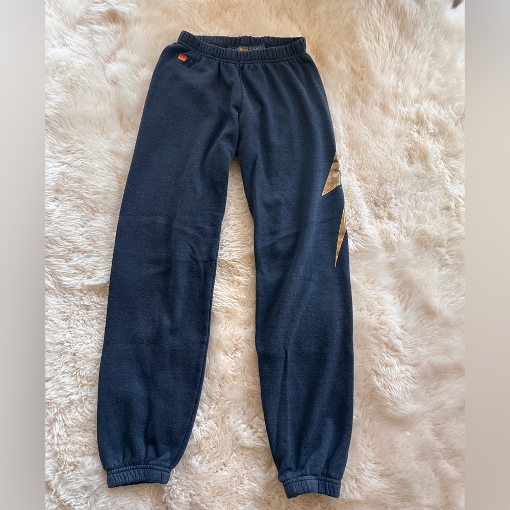 AVIATOR NATION LIGHTENING BOLT SWEATPANTS CHARCOAL GRAY // Size Small
